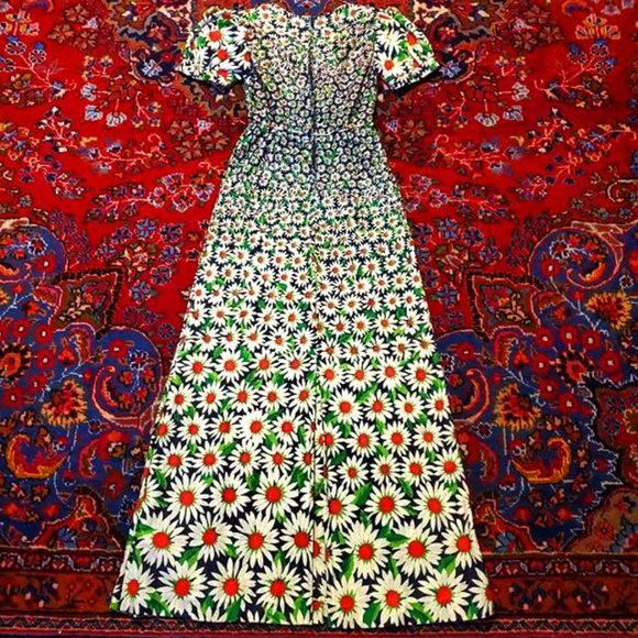 Vintage 70s Daisy Maxi Prairie Peasant Dress - Picture 6 of 6